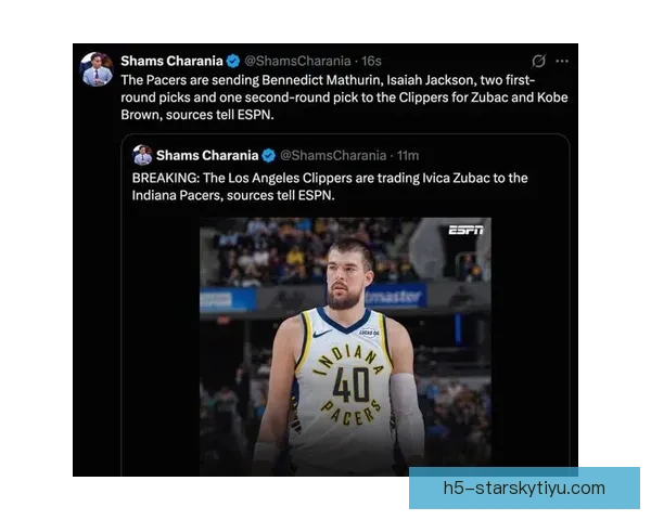 快船步行者达成2换5重磅交易